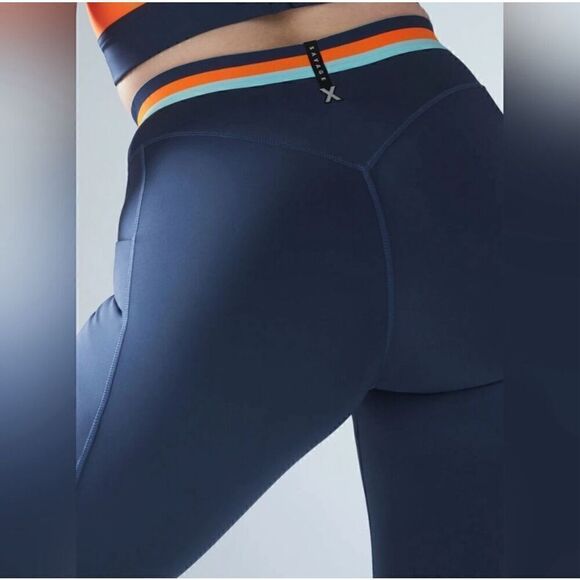 Savage X Fenty Lineup Leggings, Women’s M, High Wasited, Blue Berry / Orange - Picture 3 of 10